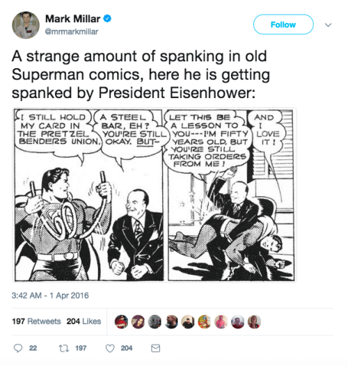 Superman being spanked by President Eisenhower