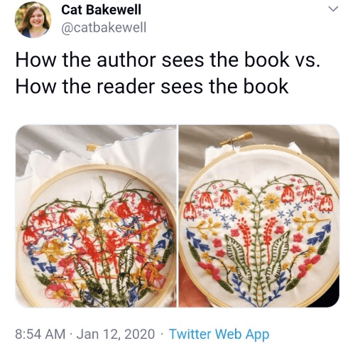 how the author sees the book vs. how the reader sees the book