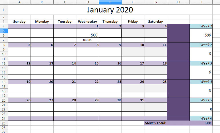 example monthly sheet